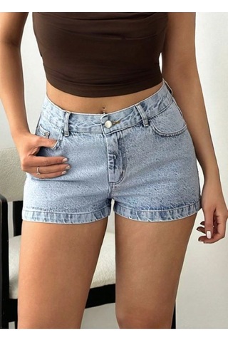 Kene Jeans Buz Kar Mini Kot Şort Buz Kar