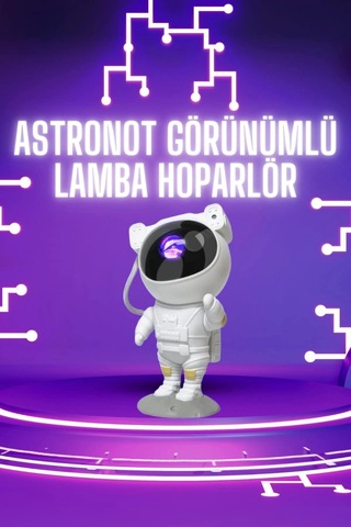 Buğz Astronot Şeklinde Bluetooth Hoparlör Gökyüzü Kumandalı Aydınlatma Lamba