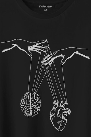 Asılan Kalp Ve Beyin Aşk Akıl Mantık Minimal Baskılı Tişört Unisex T-shirt 001