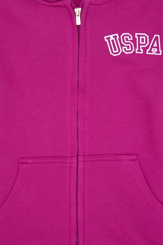 U.S. Polo Assn. Kız Çocuk Fuşya Kapüşonlu Fermuarlı Basic Sweatshirt 50316837-VR023