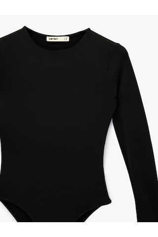 Koton Uzun Kollu Bisiklet Yaka Slim Fit Bodysuit Siyah 6sak80059ek Siyah