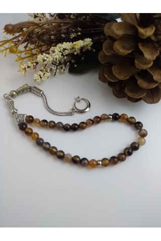 Kahve Akik Taşı Tespih / Doğaltaş Tespih 6 Mm N11.6779