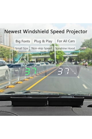 Tenfowee Araç Gps Hud Yüksek Çözünürlükli Hız Gösterici Km/h - Usb Besleme, Otomatik Bağlantı, Tüm Araçlara Uygun Yeşil Işık
