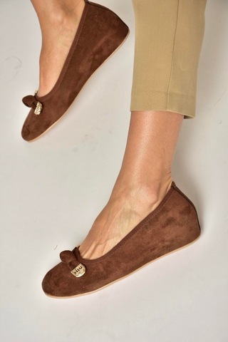 Fox Shoes Y250750702 Kahverengi Süet Alçak Dolgu Tabanlı Kadın Ayakkabı Kahverengi