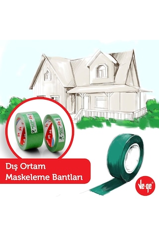 Ve-ge Dış Ortam Maskeleme Bantı Yeşil 48mmx30
