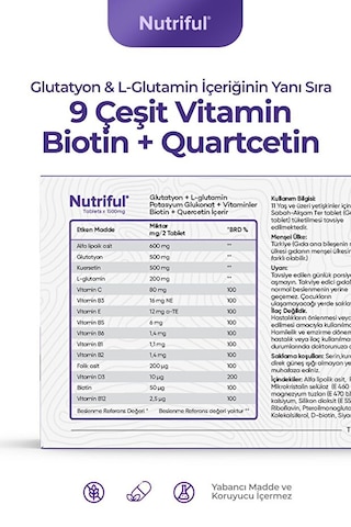 Nutriful Glutawell Glutatyon Ve L-glutamin 30 Tablet