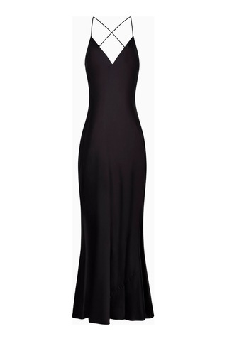 United Colors Of Benetton Because Of Alice Satin Slinky Cowl Back Gown Saten Maxi Kadın Elbise Siyah