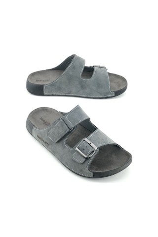 Gezer Naturela Comfort Erkek Yazlık Rahat Taban Suni Deri Tek Cırt Cırtlı Tek Tokalı Ayarlanabilir G Füme