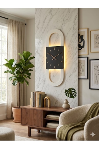 Berlin Ahşap Salon Duvar Saati Pilli Ledli Quartz Ultra Sessiz Mekanizma 28 Cm X 85 Cm Siyah