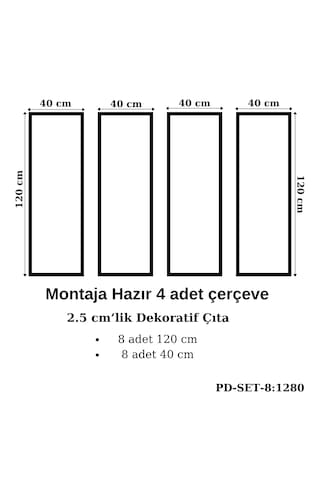 Montaja Hazır 8 Adet Çerçeve 2,5 Cm'lik Pd-set-8: 1280