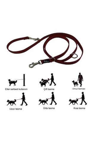 Çok Amaçlı Ayarlanabilir Köpek Gezdirme İpi Tasması Kırmızı