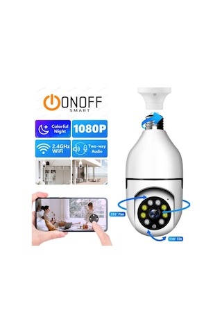 Akıllı Wifi Ampul Kamera V 380 Uygulma Kotrol Renkli Gece Görüş