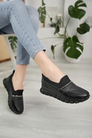 Nesil Shoes Acr 50 Siyah Taşlı Strech Kadın Ayakkabı-siyah Siyah