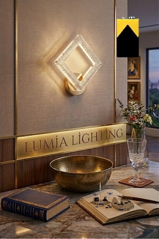 LumiaLighting Yakamoz Model Gold Kristal Salon Mutfak Yatak Çocuk Odası Pilli Aplik LumiaLighting Yakamoz Model Gold Kristal Salon Mutfak Yatak Çocuk Odası Pilli Aplik