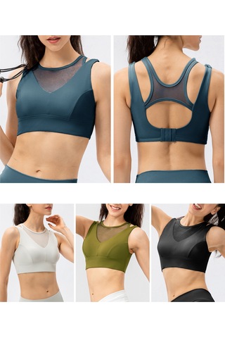 Kosona Kadınlar İçin Spor Büstiyesi - Özel Tasarım Açık Örgü - Çıkarılabilir Pad - Arka Kanca - Yoga Ve Spor Aktivitesi İçin - Siyah - Avrupa Beden 6/m SiYAH