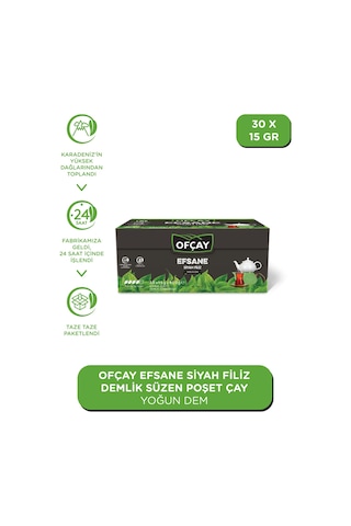 Ofçay Efsane Filiz Siyah Süzen Demlik Poşet Çay 30 x 15 G