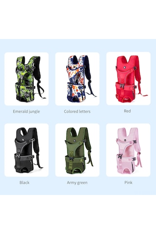 Samdoo Küçük-orta Boy Köpekler İçin Ayarlanabilir Çanta, Oxford Kumaş, Su Geçirmez, Asker Desenli, Kolluk Tipi Taşıma Çantası Kırmızı M