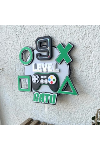 Video Game Temalı Erkek Çocuk Doğum Günü İsme Özel 3d Pasta Parti Süsü Cake Topper Çocuk