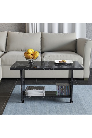 Umg Mobilya Tekerlekli Orta Sehpa Siyah