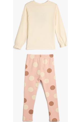 Koton Pamuklu Pijama Takımı Kaplan Baskılı Uzun Kollu Tişört Ve Beli Lastikli Pijama Altı 2 Parça Bej 4wmg10215ak 4WMG10215AK050 Ekru