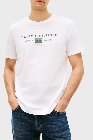 Tommy Hilfiger Logolu % 100 Pamuk Regular Fit Bisiklet Yaka T Shirt Erkek T Shirt Mw0mw42365 Ybr Beyaz