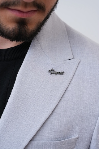 Dupont Classics Dupont Slim Fit Sivri Yaka 6 Drop Çift Yırtmaç Keten Blazer Ceket - Nefes Alabilen Hafif Erkek Ceket Gümüş