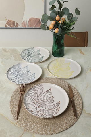 Keramika Leaf Harmony Nordıc Pasta Tabağı 22 Cm 4 Adet / 22974-77 Çok Renkli