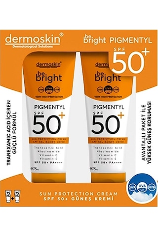 Dermoskin Be Bright Pigmentyl Güneş Koruyucu Krem SPF50+ 2 x 75 ML