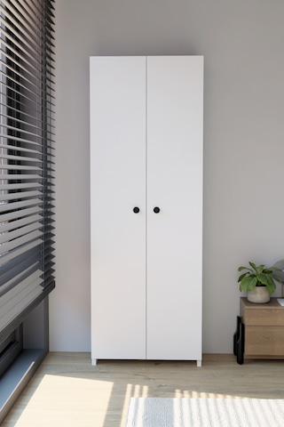 Alpaevmobilya 150 Cm 2 Kapaklı 5 Raflı Geniş Çok Amaçlı Yatak Odası Kıyafet Dolabı Düzenleyici Ve Organizer Beyaz