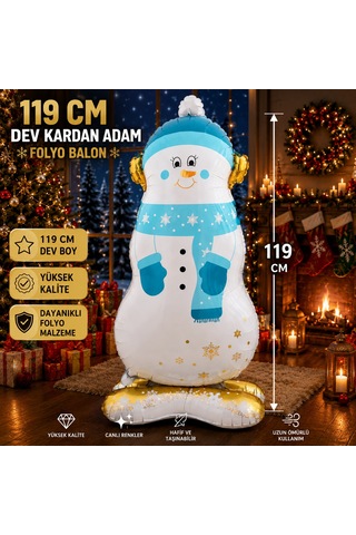 Vıp Yüksek Kalite Dev 119 Cm Kardan Adam Folyo Balon Yılbaşı Ağacı Balonu Kardan Adam Yılbaşı Balonu