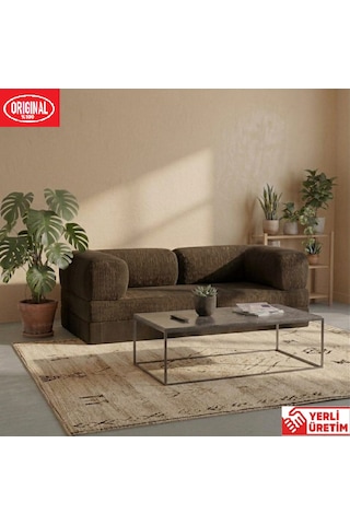 Pleasant K180x90 Sünger Kanepe Modüler Kadife Kumaşlı Koltuk Kahverengi