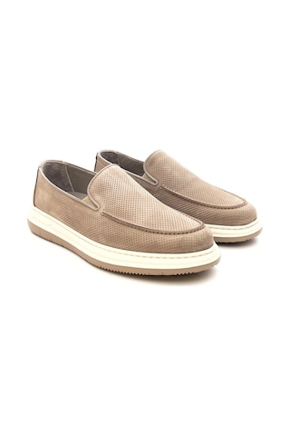 Greyder 64696 Erkek Hakiki Deri Baskılı Lastikli Comfort Casual Ayakkabı Bej