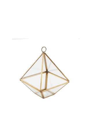 Mutluadim 12X10Cm Cam Fanus Üçgen Prizma Rose Renk Terrarium