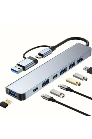 8 İn 1 Usb Çevirici Notebook Macbook Type-c Uyumlu Görüntü Aktarıcı Hub 5468