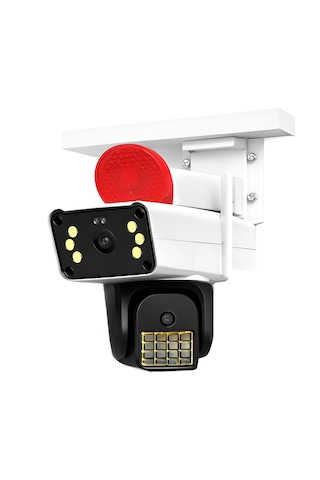 Ip66 Su Geçirmez Wifi Ptz 6mp Full Hd Çift Lens Hareket Sensörlü Alarmlı Ip Kamera Beyaz
