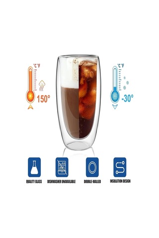 Bardak 6'lı Çift Cidarlı Bardak 300 Ml Ev Ofis Çay Fincanı Kahve Sunum