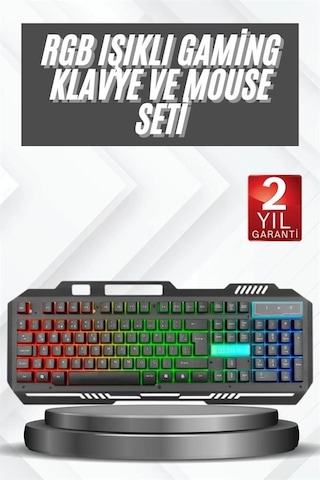 Cj Işıklı Oyuncu Q Klavye Mouse Seti Siyah Gaming Oyuncu Klavye Diğer