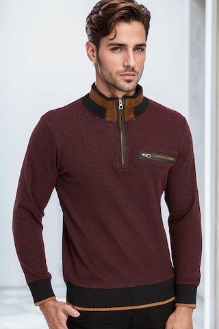 9039 Dewberry Erkek Sweatshırt-siyah-bordo Siyah-bordo