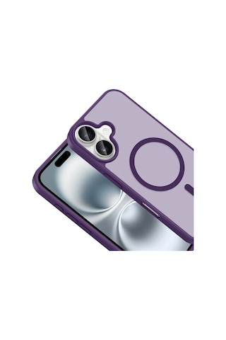Ardemix Apple iPhone Uyumlu 16 Kılıf M-safe Şarj Özellikli Zore Babet Kapak - Derin Mor