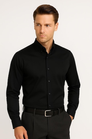 Efor Gk 691 Slim Fit Siyah Klasik Gömlek Siyah