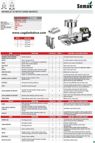 Tre Spade F14500 Elektrikli Marmelat Ve Meyve Sıkma Makinesi