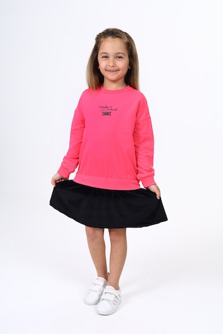 Toontoy Kız Çocuk Baskılı Elbise Fuşya