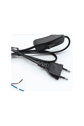 Sekatech Fişli & Anahtarlı Arapuarlı Hazır Kablo 2 Metre Siyah Uzatma Kablosu 0,50 Mm² Kesit Aplik, Abajur, Masa Lambası, Led Trafosu Ve Tuz Lambası İçin
