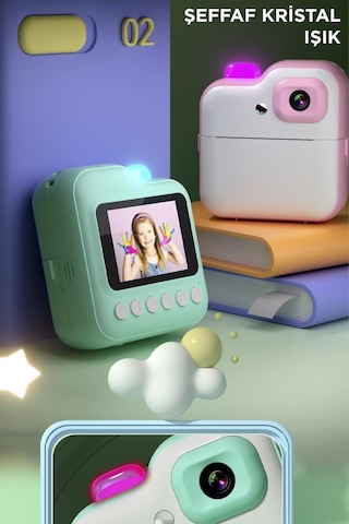 Torima Trm-cmr15 Pembe Dijital Video Kayıt Fotoğraf Çocuk Kamerası Anlık Termal Resim Kağıt Baskılı Yazıcı