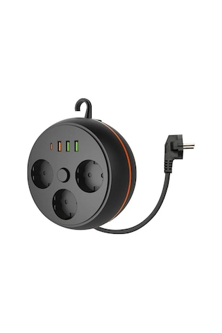 3 Adet Soket,3 Adet Usb Ve 1 Adet Type-c Girişli Termal Akım Korumalı Makaralı Priz 3395 5468 Standart