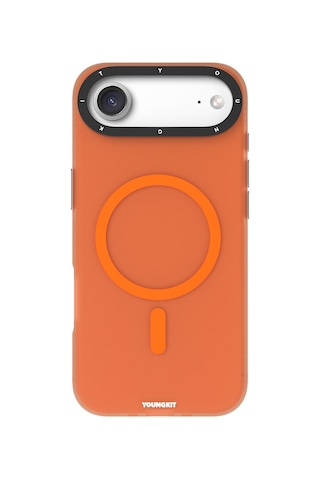 Apple Uyumlu iPhone 17 Air Kılıf M-safe Şarj Özellikli Youngkit Hidden Sand Serisi Kapak Turuncu Turuncu