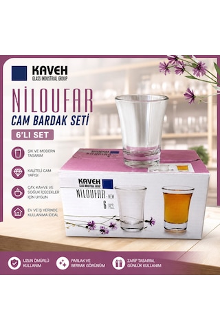 6lı Kahve Yanı Su Bardagı Beyaz