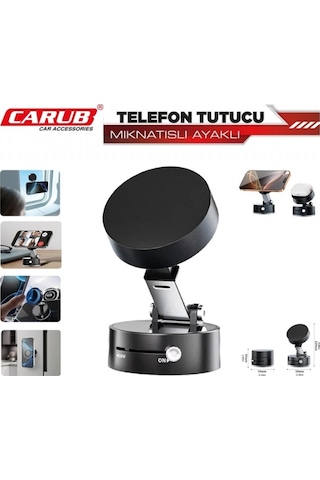 Carub Telefon Tutucu Mıknatıslı Ayaklı Ayarlı Siyah Br5901090 Siyah