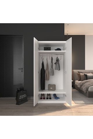2 Kapaklı Elbise Dolabı Beyaz80 Beyaz