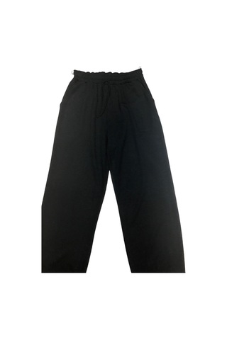 Kadın Beli Lastikli Cepli Paçası Pensli Spor Pantolon Siyah